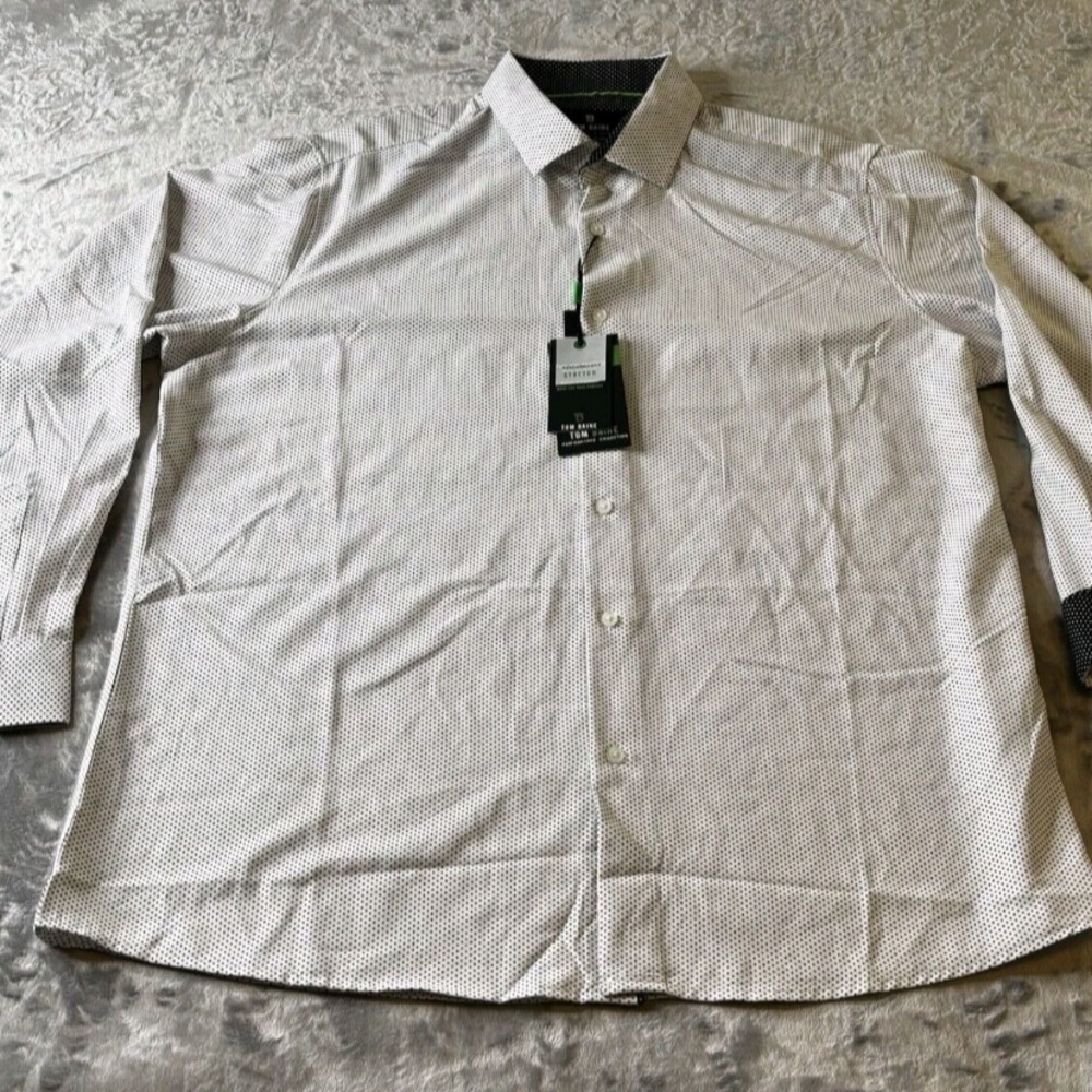 NWT Tom Baine M Performance Collection Slim Fit Geometric Dress Shirt Blue